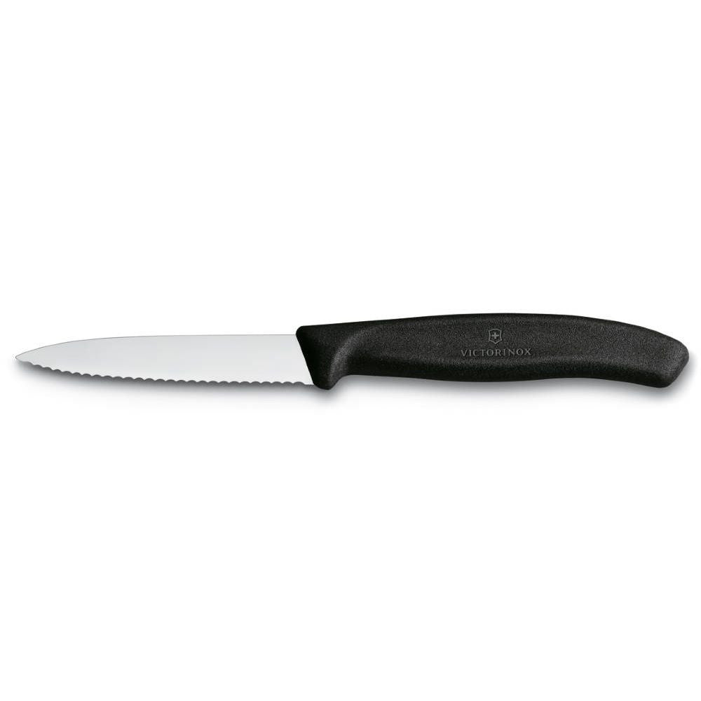 Swiss Classic Vegetable Knife Serrated Pointed Black 8 cm