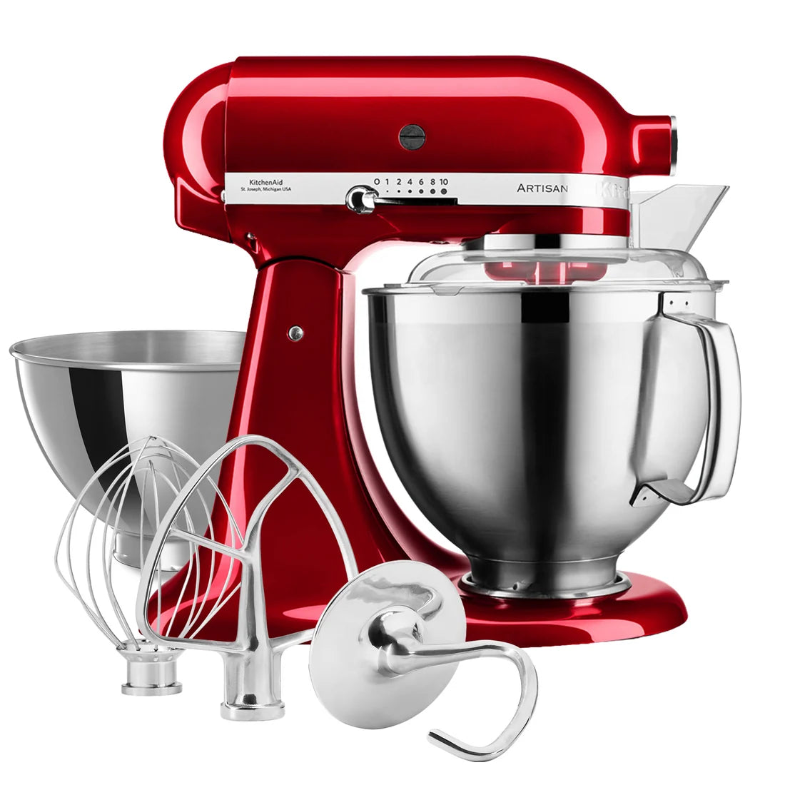 Mixer cu bol Artisan Premium 4,8 L – roșu metalizat (candy apple)