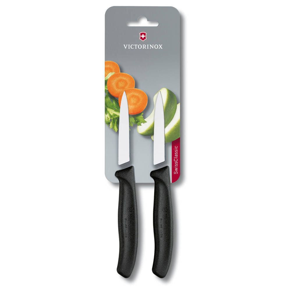 Swiss Classic Vegetable Knife Straight Pointed 8 cm Black 2 pcs