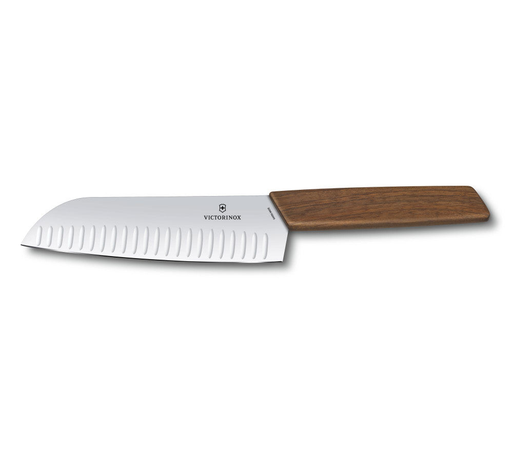 Swiss Modern Santoku Ribbed 17 cm – Walnut